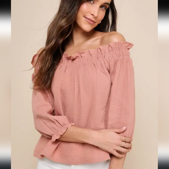 Lulus Rusty RiseOff Shoulder 3\4 sleeve Top SZ.XL NWT - Picture 1 of 7